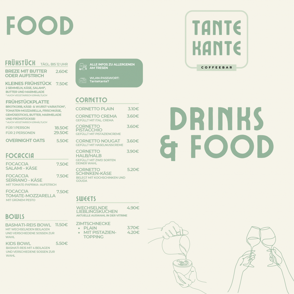 Karte Tante Kante 2026 Food